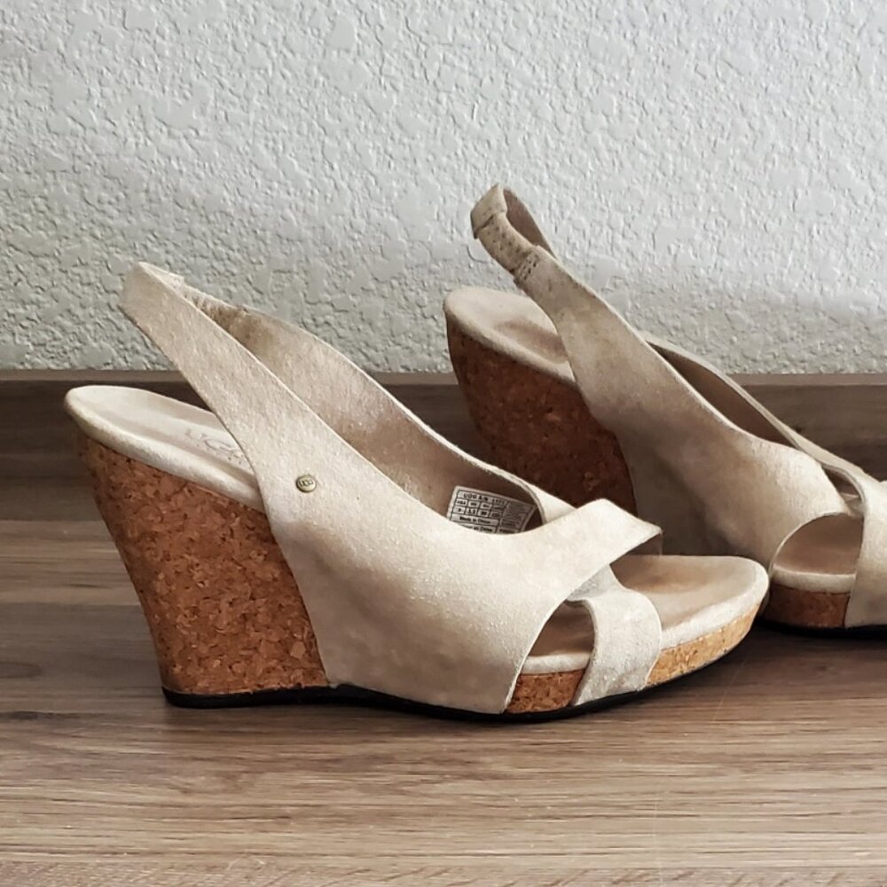 Ugg "Hazel" Suede Cork Wedge Sandals